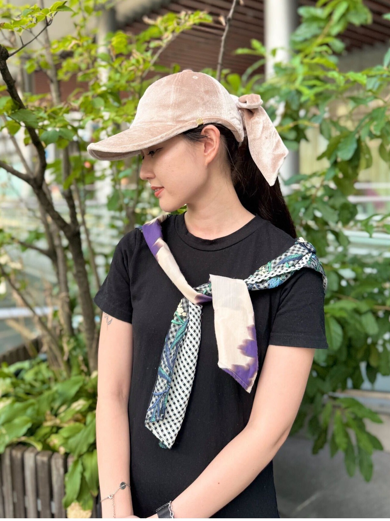 CA4LA 未使用 リボンマリンCAS カシラ バラ色の帽子 大きなバック