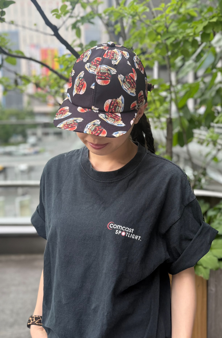 CALLEJERA カジェヘラ　キャップ　総柄 ハンバーガーの総柄がポイント🍔💗総柄のベースボールキャップ