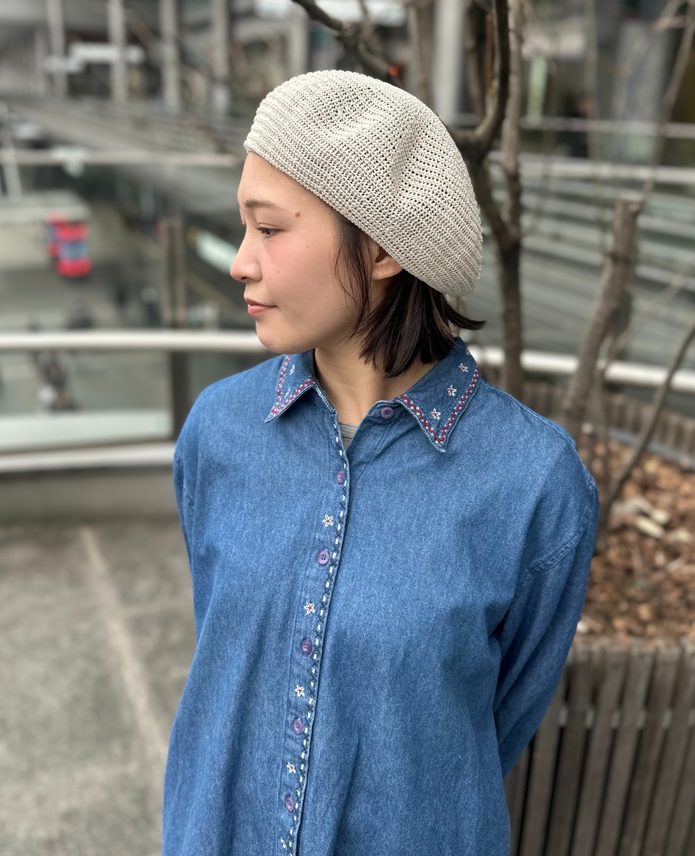 ノックの帽子　ネイビー　ベレー帽 被り口がパイピングでこなれ感を演出◎ベレー帽】 │カシラ