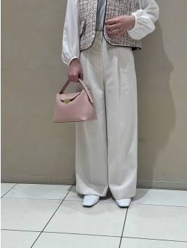 コットンライクサテン 2タックワイドパンツ