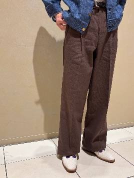 ヘンプコットン 2プリーツ ワイドスラックス