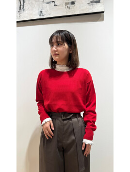 ウーステッドウール ラウンドネックプルオーバー