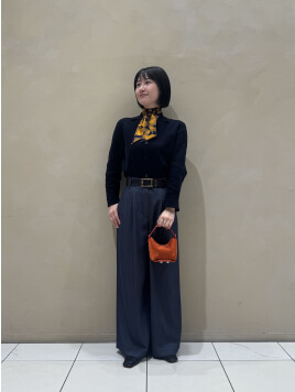 ラスターデニム ダブルタックワイドパンツ