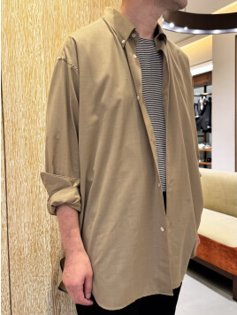 ウールポリエステルボイル ボタンダウンロングシャツ