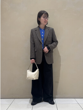 コットンデニム タックワイドパンツ