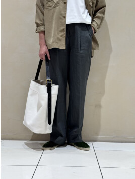 60リネン 2プリーツワイドストレートパンツ