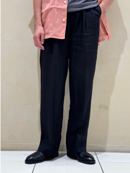 60リネン 2プリーツワイドストレートパンツ