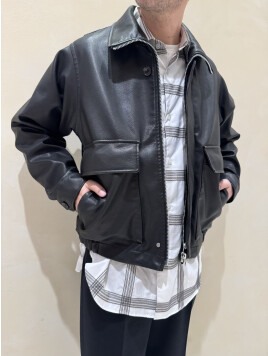 シンセティックレザー ジップブルゾン