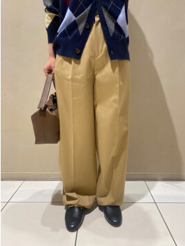 コットンチノ タックストレートパンツ
