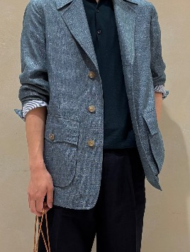 【別注】JOHN SMEDLEY コットン ポロカラーニット