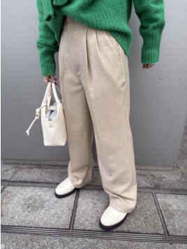 〈手洗い可能〉TUMUGITO(R) シャーク ツイード タック パンツ