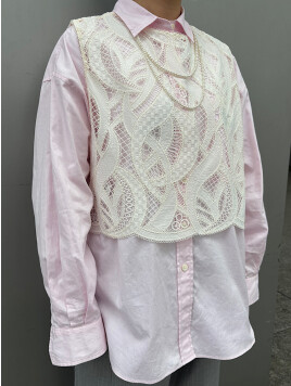 〈手洗い可能〉刺繍 スカラップ レース ノースリーブ プルオーバー