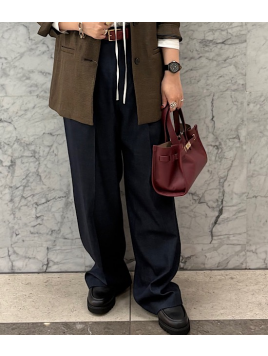 〈手洗い可能〉デニムライク 2タック ワイド パンツ