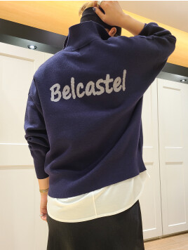 ハーフジップロゴニットプルオーバー