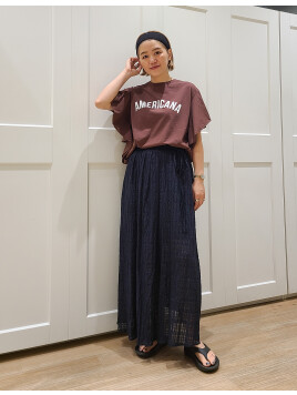 【AMERICANA×MICA＆DEAL/ アメリカーナ×マイカ】fill tee ロゴフリルスリーブTシャツ