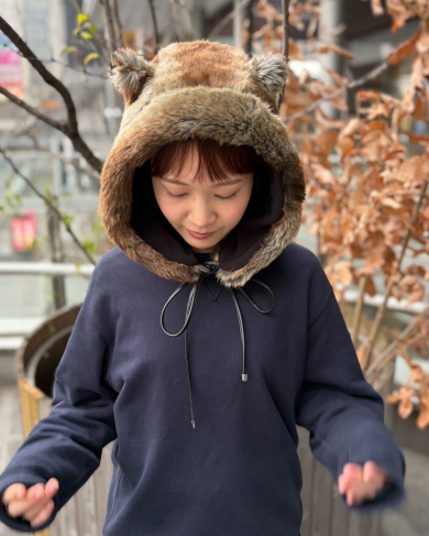 【手触り抜群！可愛いツノ付きフード🐻】