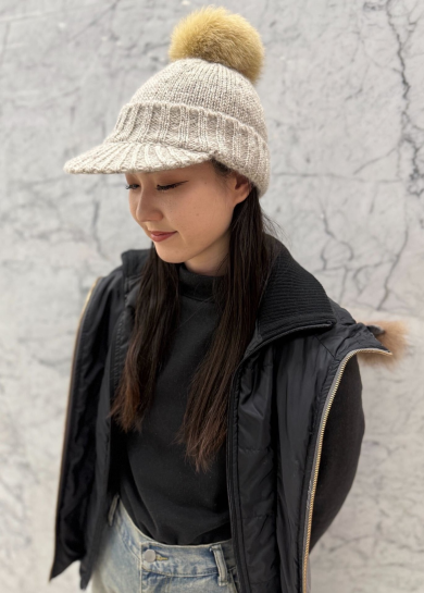 【やわらかい素材で頭にフィット❀ポン付きニット】