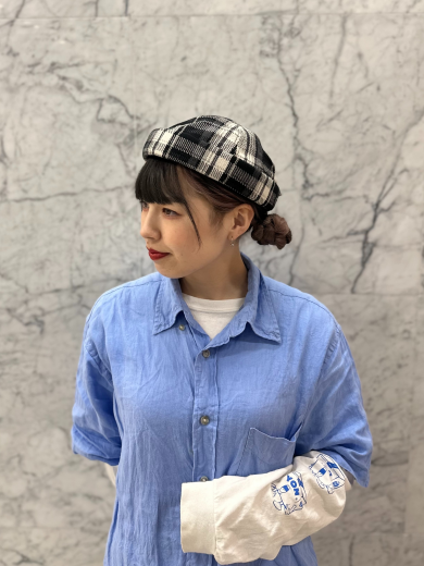 【タータンチェック柄で古着感を:(ロールキャップ】