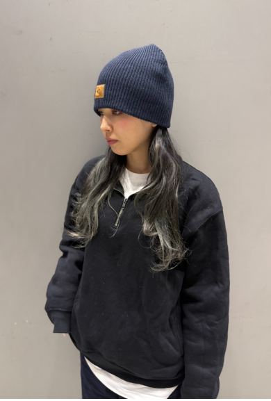【フロントの牛革パッチでこなれ感✫★ニット帽】