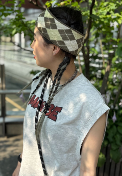 【メンズライクにもってこいのダイヤ柄ヘアバンド♢♦】