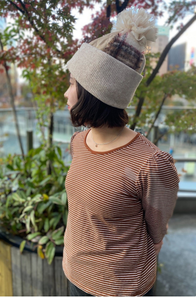 【頭のポンポンは取り外し可能◎アトリエメイドの切り替えニット帽】