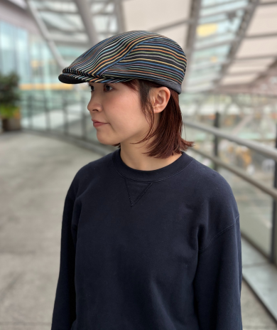 【福岡県小倉産の「小倉縞縞」を使用🐔✨細身シルエットのハンチング】