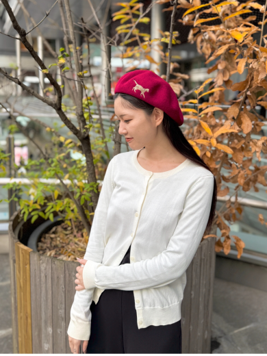 【立体的な猫の刺繍がチャームポイント🐈ベレー帽】