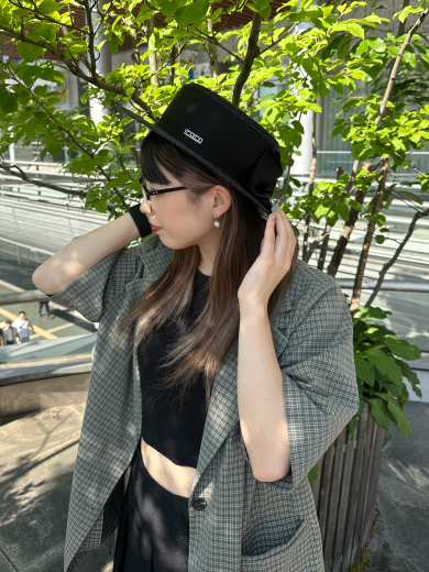 【太幅の巻きと大きいリボンがアクセント☝アトリエメイドのカンカン帽】