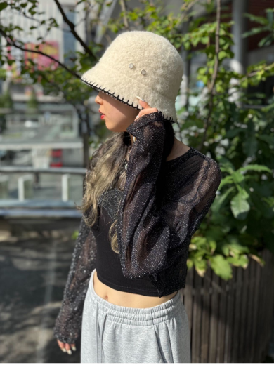 【被り口が深くフワフワで暖かい☀バケットハット】