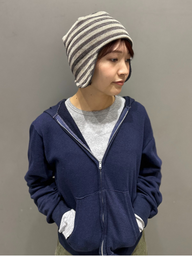 【ボーダー柄でカジュアルに★✫耳当て付きニット】