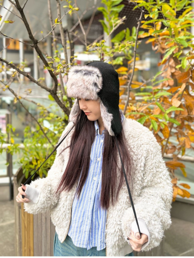 【2WAYで使えて防寒対策もばっちり✌ニット素材の飛行帽】