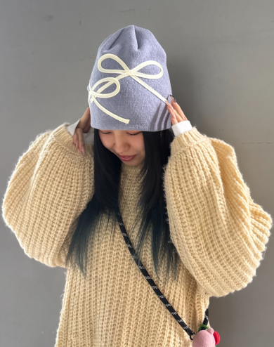 【甘すぎないデザインで被りやすい🎀シングルニット】