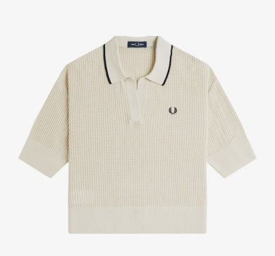 Open-Collar Mesh Knit Shirt