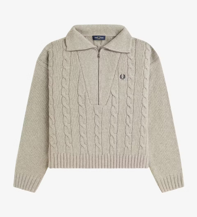 Half Zip Cable Knit Jumper