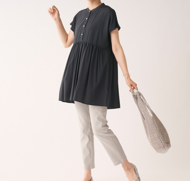 👗雨や汚れ、汗ジミを防ぐ！【すごナノ撥水】華やかペプラムチュニック👗
