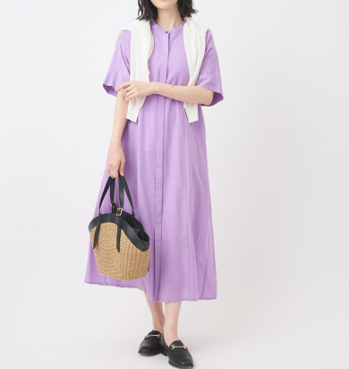 👗日常にもお出かけにも着回しできる、リネン混5分袖シャツワンピース👗