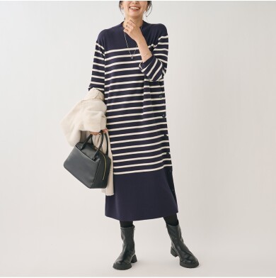 👗サイドボタンがアクセント！1枚でスッキリ着こなす優秀ニットワンピース👗