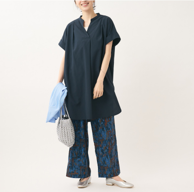 👗UV&吸水速乾で夏もずっと爽やか。 デコルテすっきり、大人のスキッパーブラウス👗