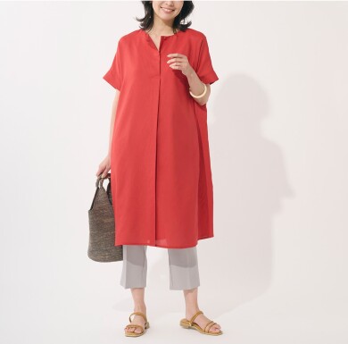 👗防汚撥水機能付き！リネンライクで涼やかな着心地の楽ちんワンピース👗