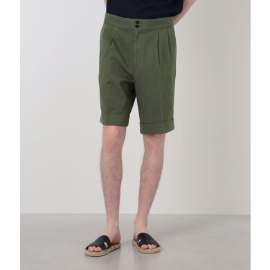 コットンリネン 製品染め バックグルカショートパンツ