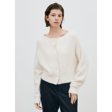 〈DES PRES〉フォックスカシミヤブレンド オフショルダーカーディガン