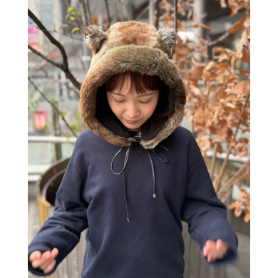 【手触り抜群！可愛いツノ付きフード🐻】