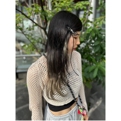 【ゴールドチェーンがアクセントに☝リボンヘアクリップ】