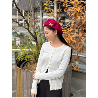 【立体的な猫の刺繍がチャームポイント🐈ベレー帽】