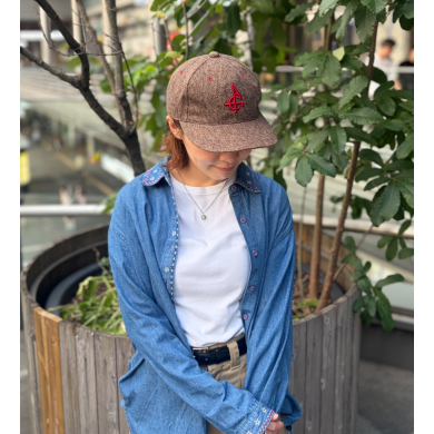 【クラシカルなチェック柄🍃✨オリジナル刺繍を施したベースボールキャップ】