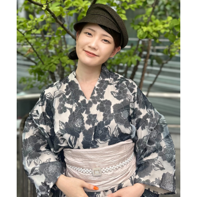 【カシラ】6パネル キャスケット 内側 ボタニカル 花柄 総柄 梟 紺×カラフル CA4LA - 【カシラ】6パネル キャスケット 内側 ボタニカル 花柄