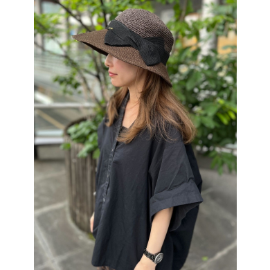 【つば広で日除け対策もばっちり(`･ω･´)bリボン付きハット】