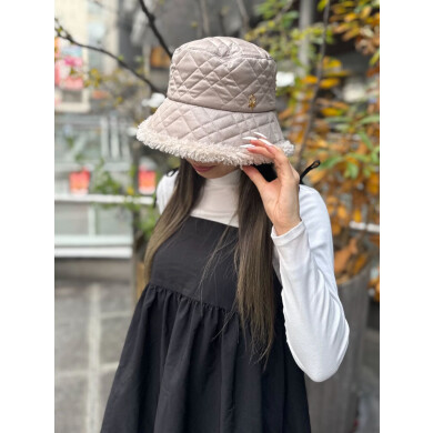 【キルティング生地とボア生地の組み合わせがかわいい💠バケットハット】
