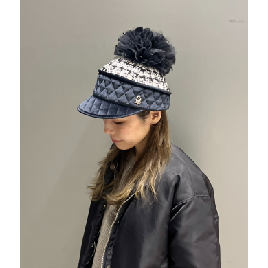 【カジュアルなキャップを上品に💎✨ベルベット×ツイードのキャップ】