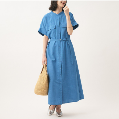 👗雨の日も安心。水を弾き汚れにくいリネンライクワンピース👗